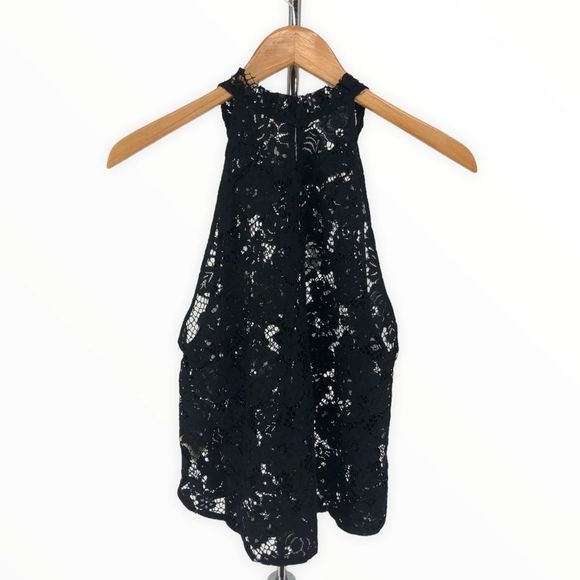 Free People Black Sweet Meadow Dreams Lace Sleeveless High Neck Top size Small - Picture 8 of 13